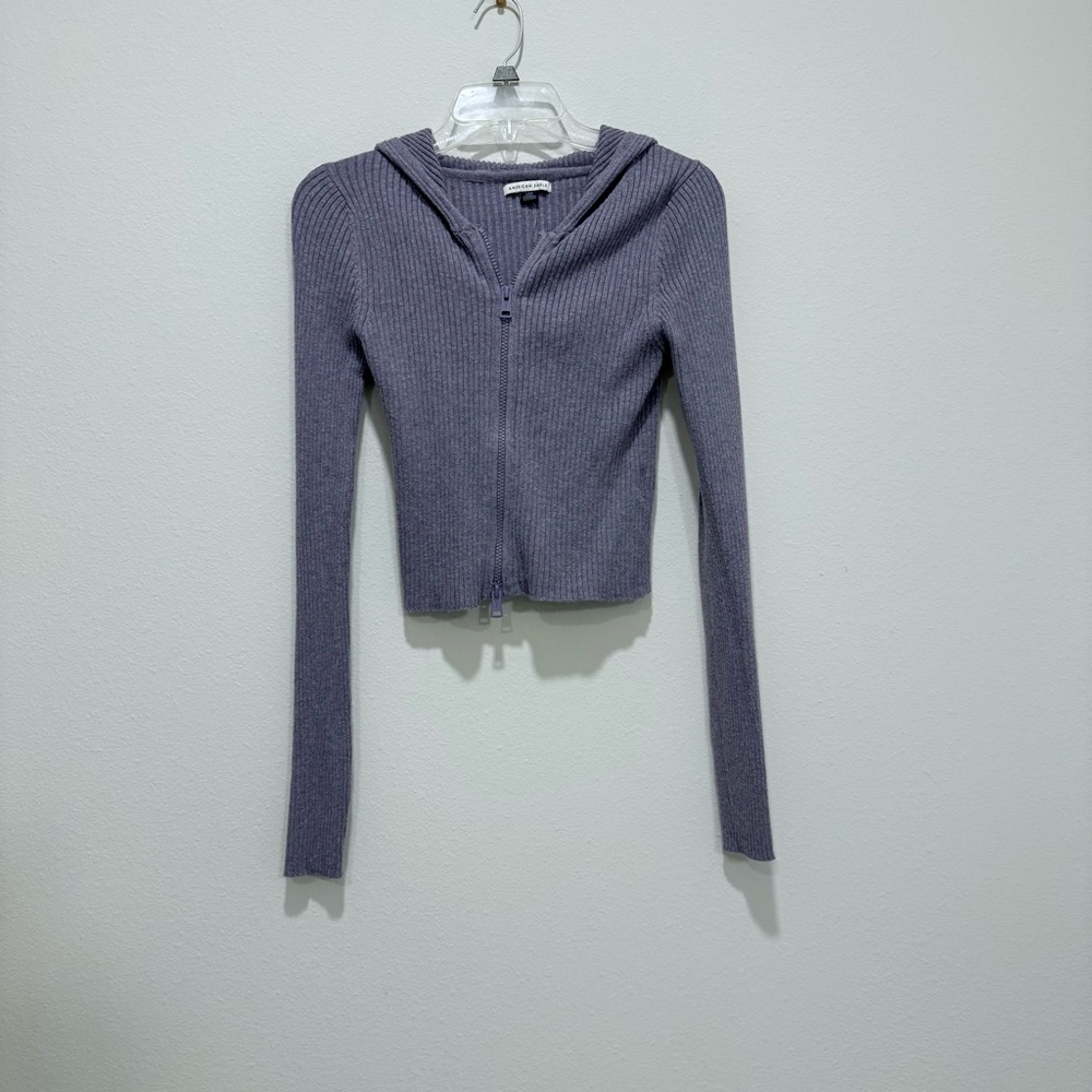 AE Cropped Zip-Up Sweater in purple - Picture 2 of 4
